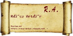 Rácz Artúr névjegykártya